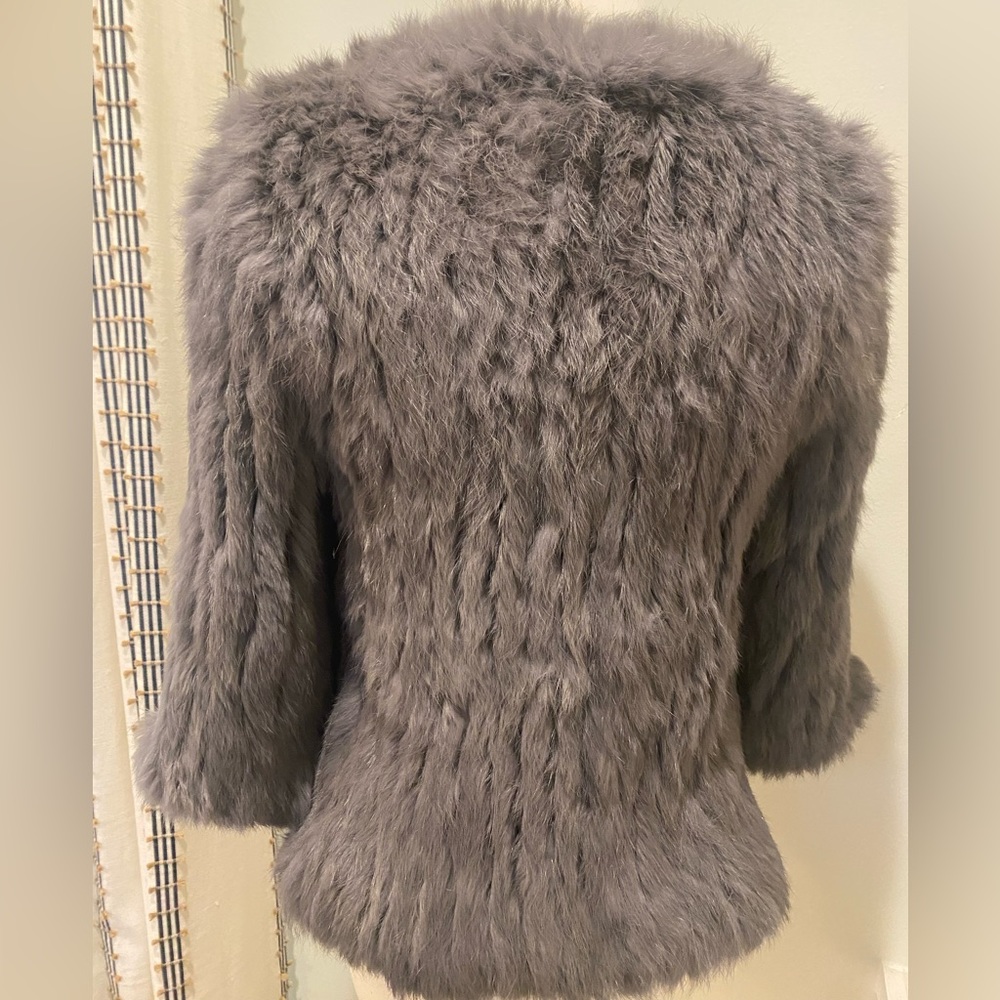 Ellison RARE 💯 Rabbit Fur Grey One Size Blouse NEW - Picture 3 of 4